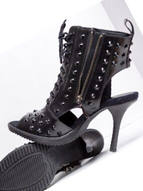 RARE Dr Martens Yasmin Black Studded Open Toe Lace Up Heels